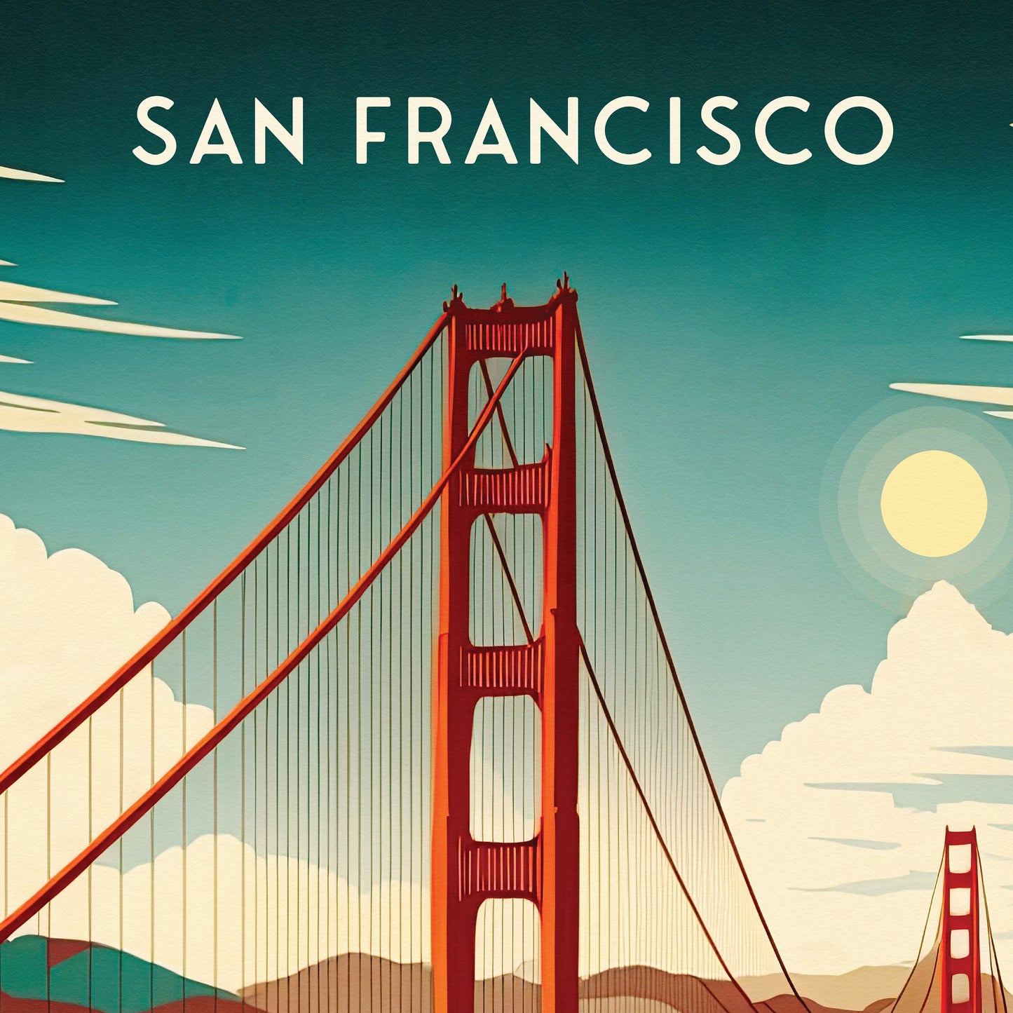 San Francisco Travel Poster, Golden Gate Bridge Poster, Gift, Birthday Present