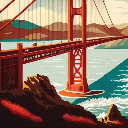 San Francisco Travel Poster, Golden Gate Bridge Poster, Gift, Birthday Present