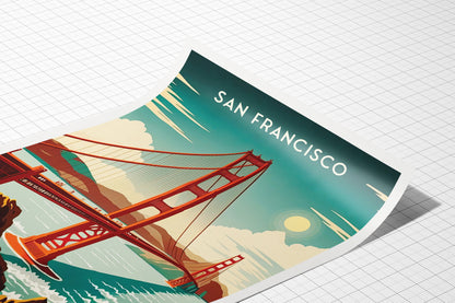 San Francisco Travel Poster, Golden Gate Bridge Poster, Gift, Birthday Present