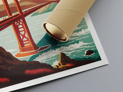 San Francisco Travel Poster, Golden Gate Bridge Poster, Gift, Birthday Present