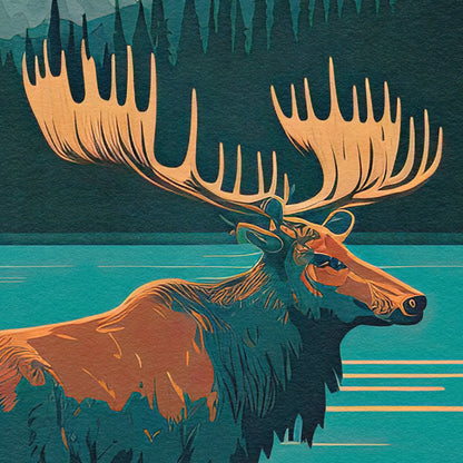 Alaska Print | Travel Poster | Moose | Alaska Gift | Birthday Present | Home Decor Artwork