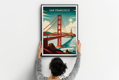 San Francisco Travel Poster, Golden Gate Bridge Poster, Gift, Birthday Present