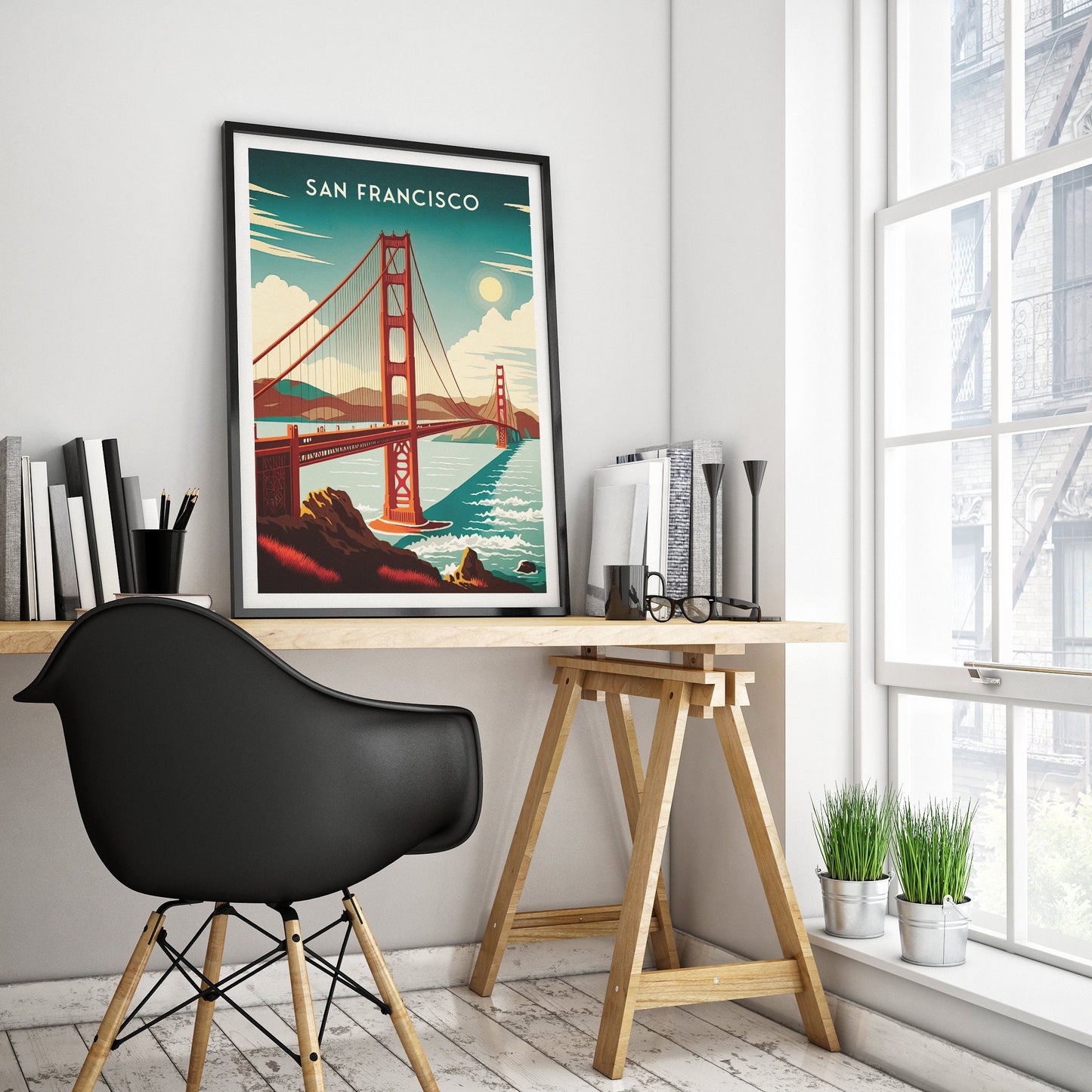 San Francisco Travel Poster, Golden Gate Bridge Poster, Gift, Birthday Present