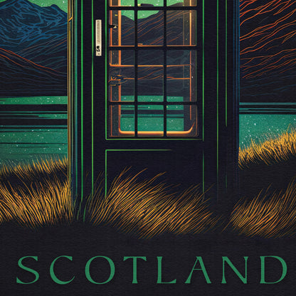 Scotland Red Telephone Box Print | Scottish Highlands | Northern Lights | Aurora Borealis | Gift | Birthday Present | Home Decor Artwork