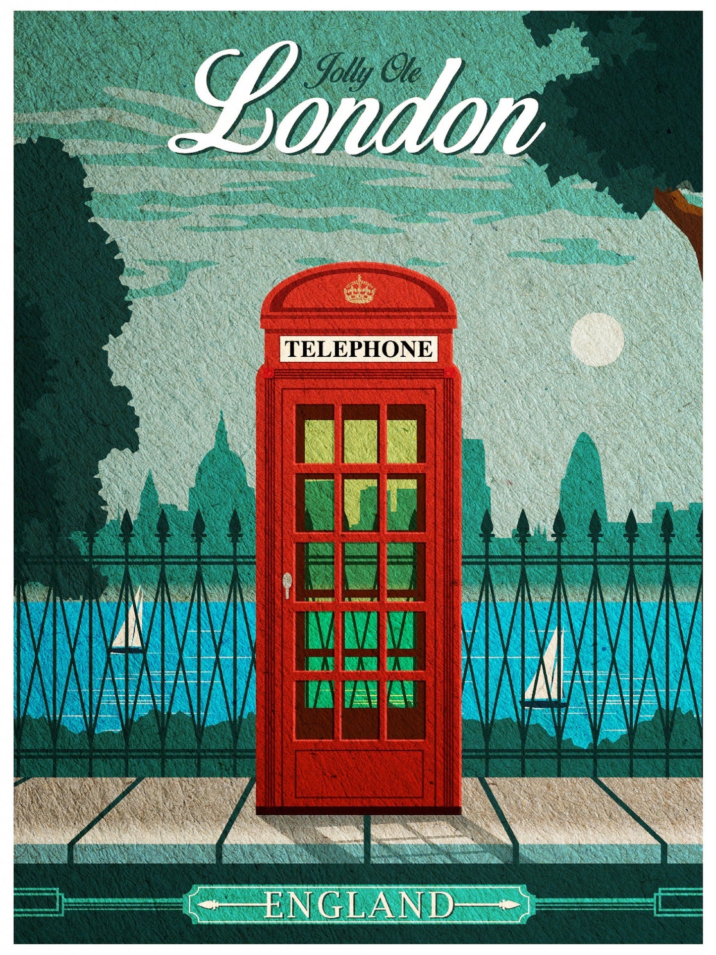 Jolly Ole London Vintage Travel Poster, England Travel Poster, Vintage Travel Poster,  England, english Art, english Gifts, London