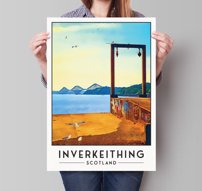 Inverkeithing Print - View of the Forth Bridge from near the Quarry - Travel Poster - Fife Gift