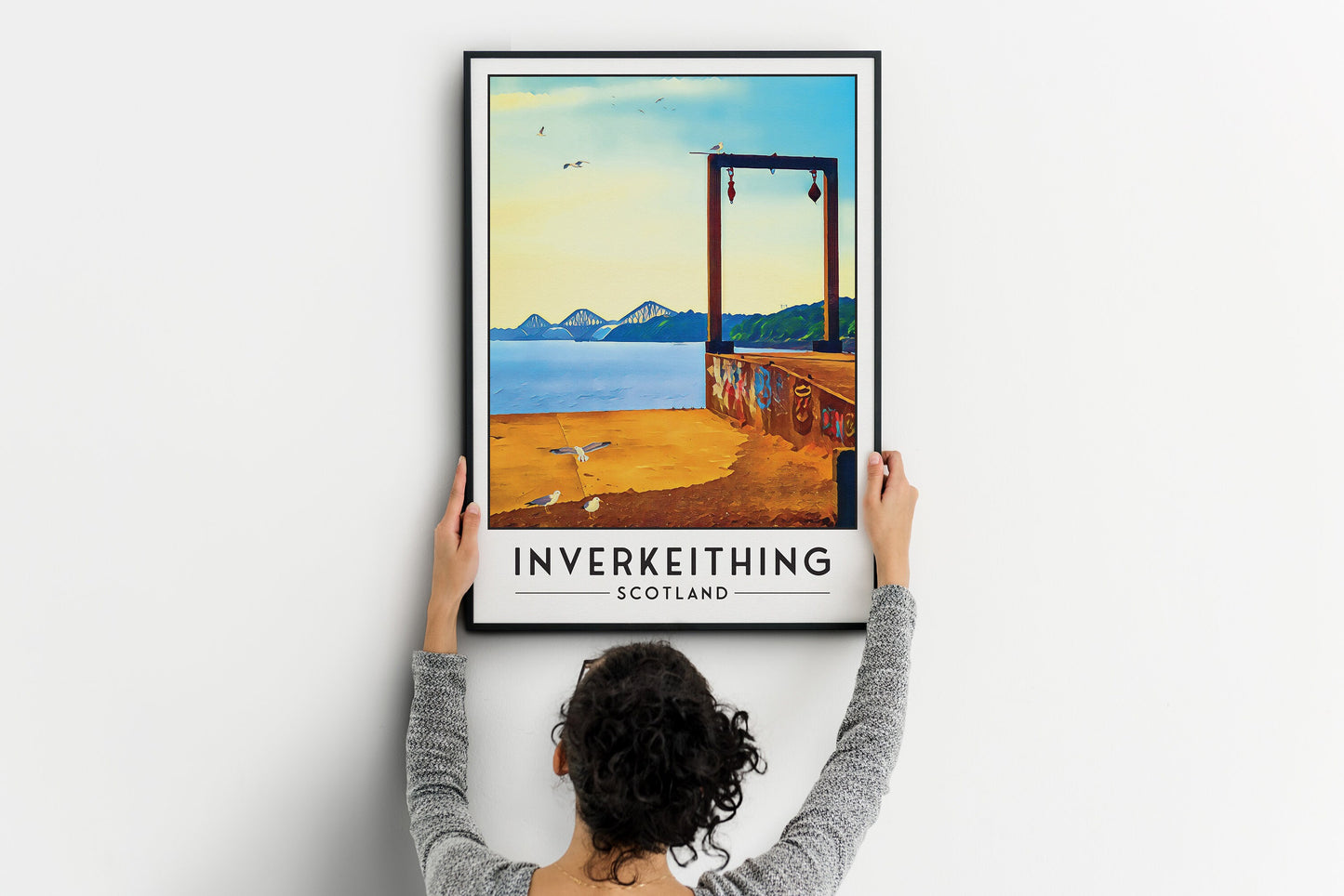 Inverkeithing Print - View of the Forth Bridge from near the Quarry - Travel Poster - Fife Gift