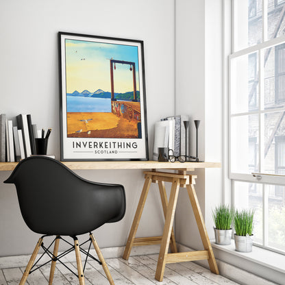 Inverkeithing Print - View of the Forth Bridge from near the Quarry - Travel Poster - Fife Gift