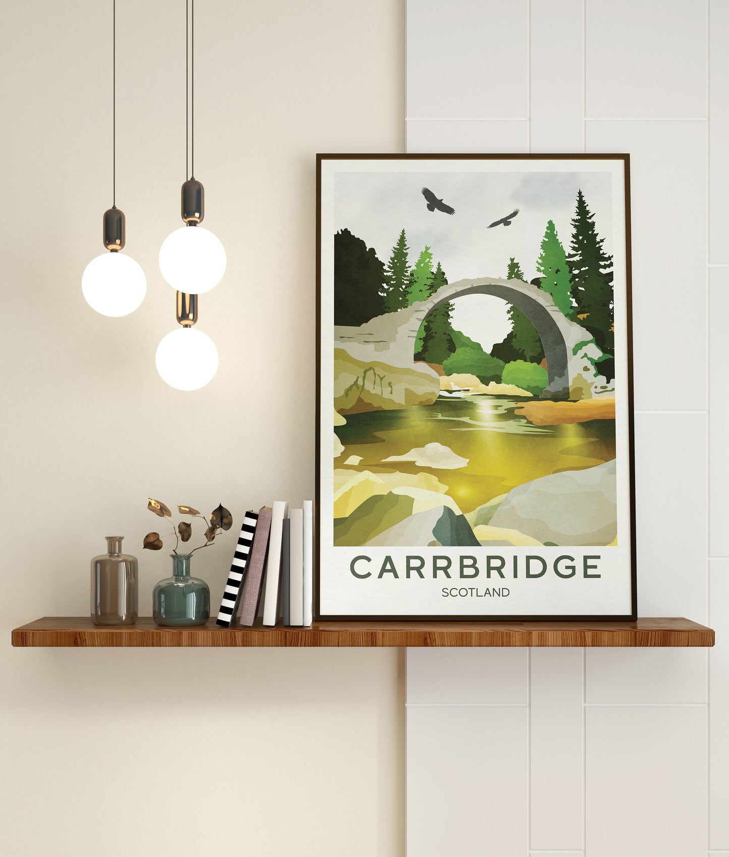 Carrbridge Travel Poster | Badenoch and Strathspey | Scottish Highlands  | Carrbridge Cairngorms Print | Scotland's National Park