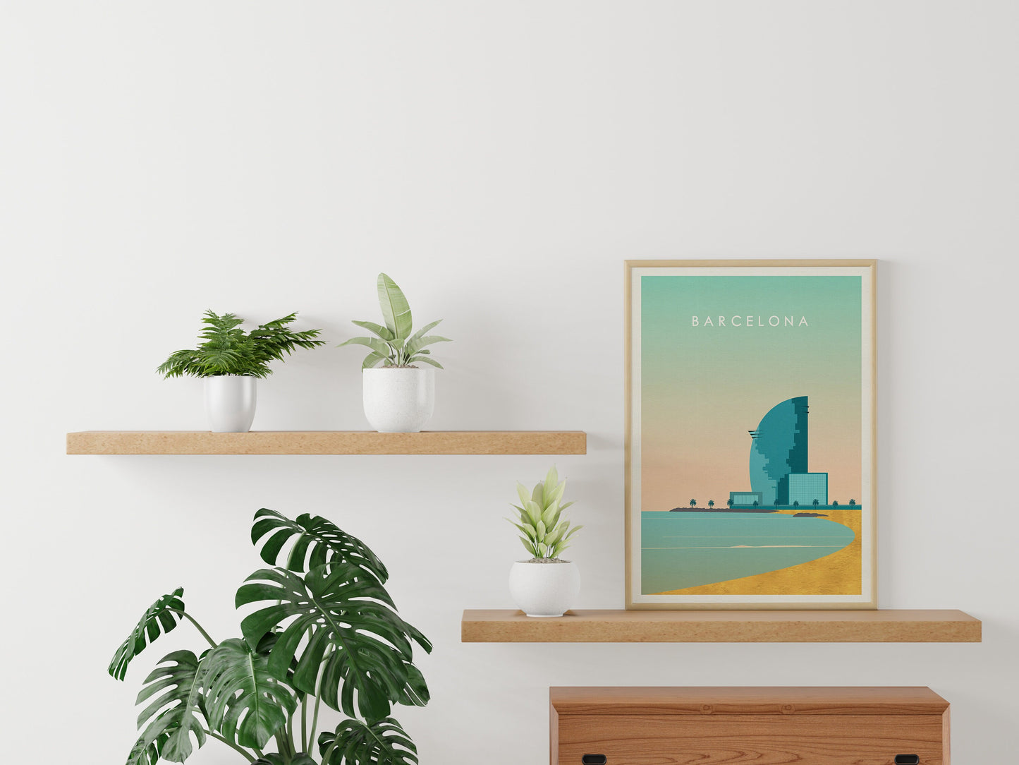 Barcelona Travel Poster, retro travel poster, Housewarming Gift