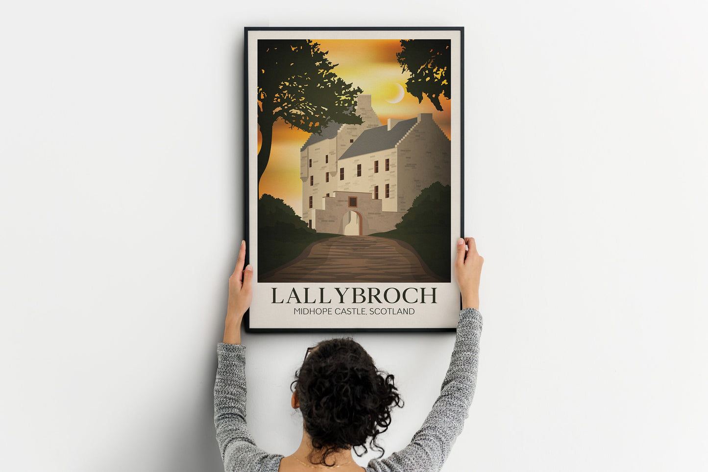 Midhope Castle AKA 'Lallybroch' | Broch Tuarach | Travel Poster | Midhope Castle | Scottish Clan Fraser Castle art  | Abercorn | Outlander