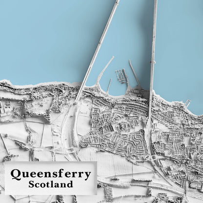 Queensferry Print - Shaded LiDAR Relief Map - Detailed Topography -  Edinburgh - North Queensferry - Inverkeithing - South Queensferry