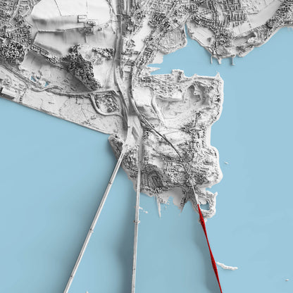 Queensferry Print - Shaded LiDAR Relief Map - Detailed Topography -  Edinburgh - North Queensferry - Inverkeithing - South Queensferry