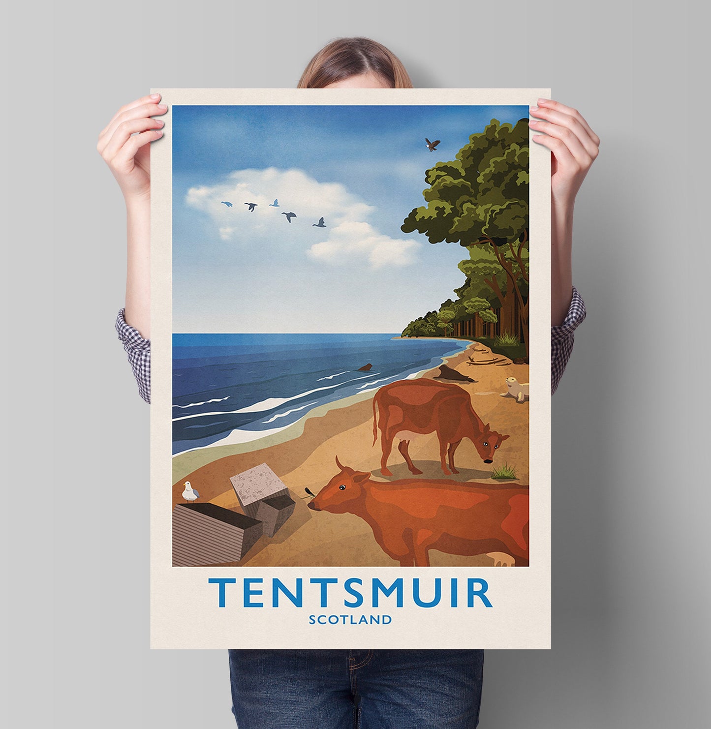 Tentsmuir Travel Poster, Tentsmuir Beach & Forrest, Tayport, Fife, Minimalist Wall Art