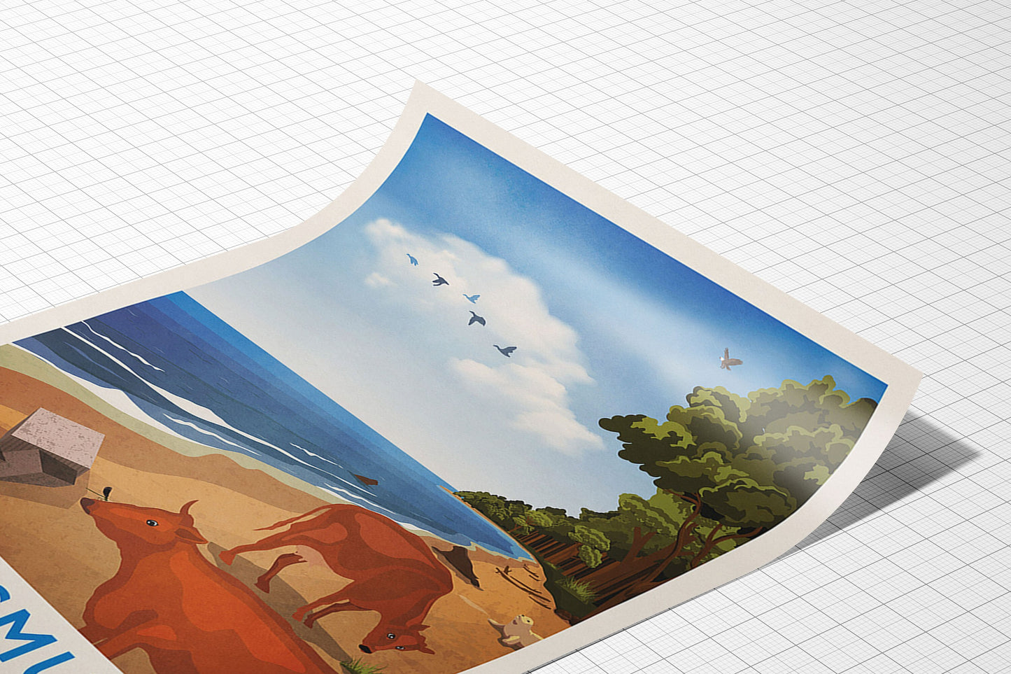 Tentsmuir Travel Poster, Tentsmuir Beach & Forrest, Tayport, Fife, Minimalist Wall Art