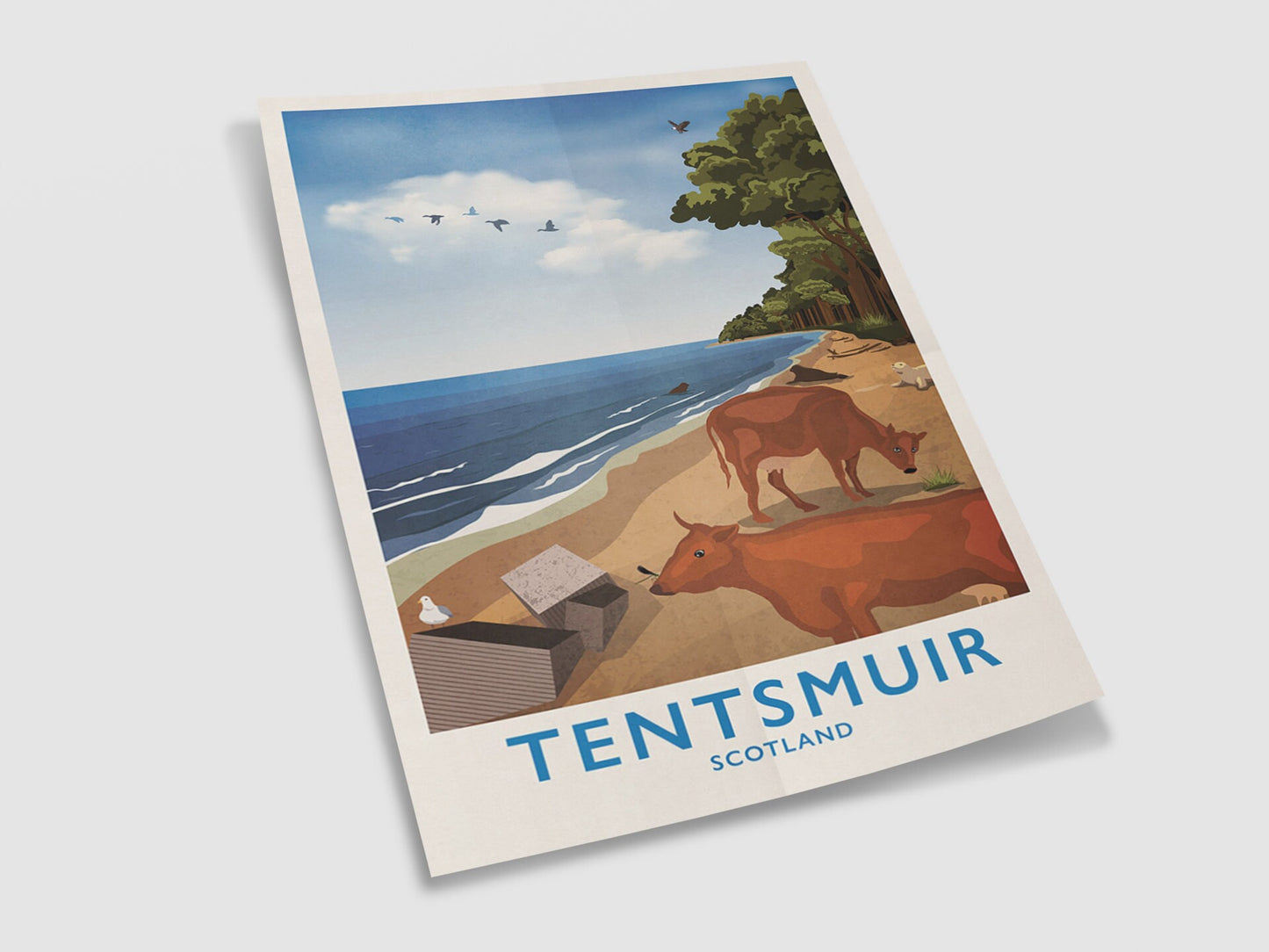 Tentsmuir Travel Poster, Tentsmuir Beach & Forrest, Tayport, Fife, Minimalist Wall Art