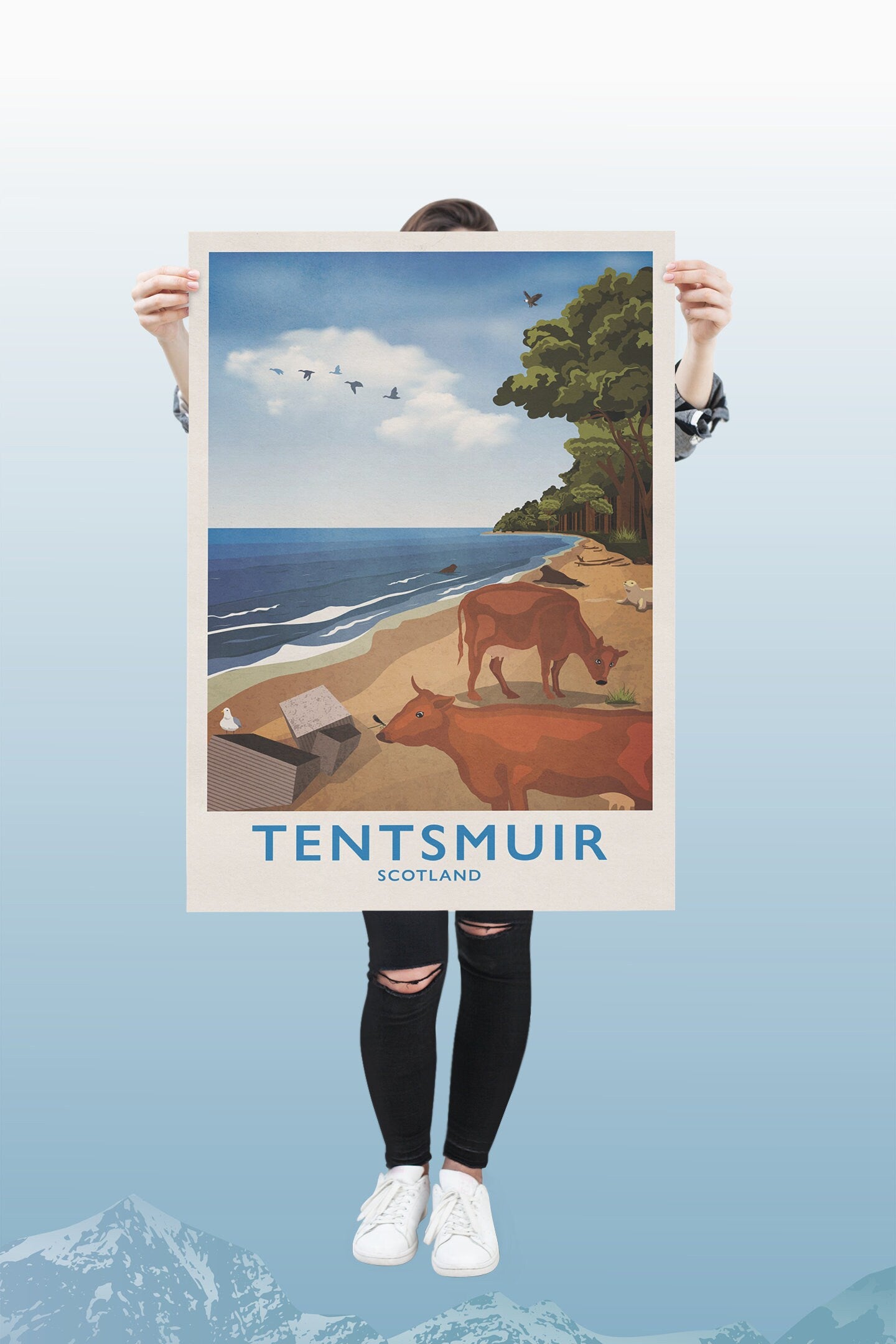 Tentsmuir Travel Poster, Tentsmuir Beach & Forrest, Tayport, Fife, Minimalist Wall Art