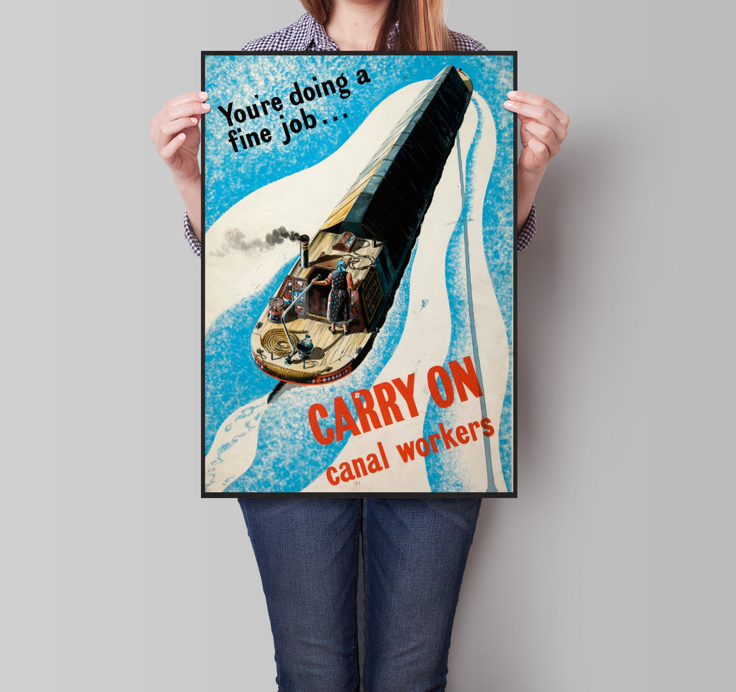 CARRY ON Canal Workers! (war effort, Britannia ) vintage war poster