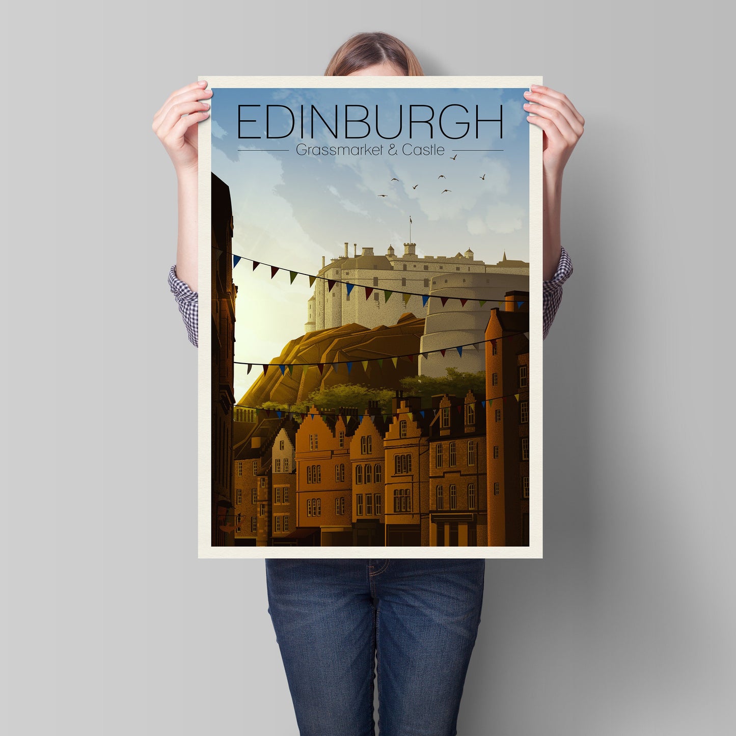 Edinburgh Grassmarket & Castle Travel Poster