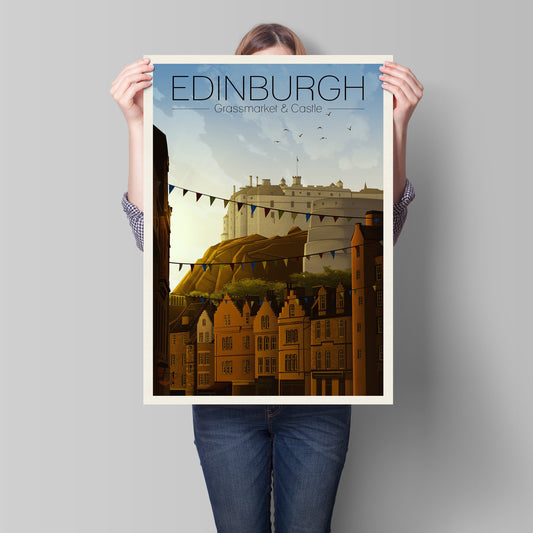 Edinburgh Grassmarket & Castle Travel Poster