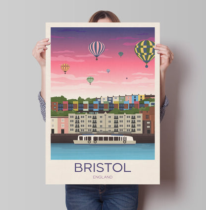 Bristol Balloon Fiesta Poster, Balloon Festival , Hotwells, Vintage retro Bristol travel poster, Hot Air Balloon Print Fiesta