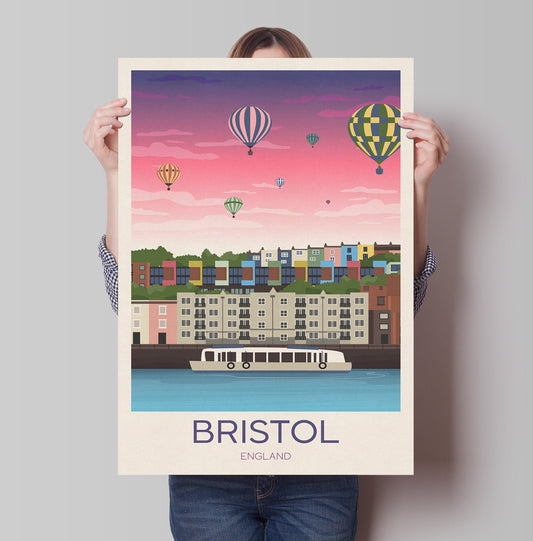 Bristol Balloon Fiesta Poster, Balloon Festival , Hotwells, Vintage retro Bristol travel poster, Hot Air Balloon Print Fiesta
