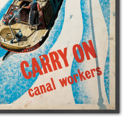 CARRY ON Canal Workers! (war effort, Britannia ) vintage war poster