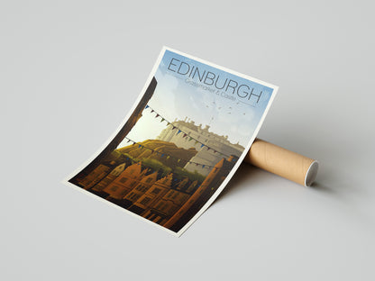 Edinburgh Grassmarket & Castle Travel Poster