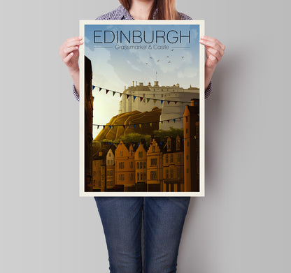 Edinburgh Grassmarket & Castle Travel Poster