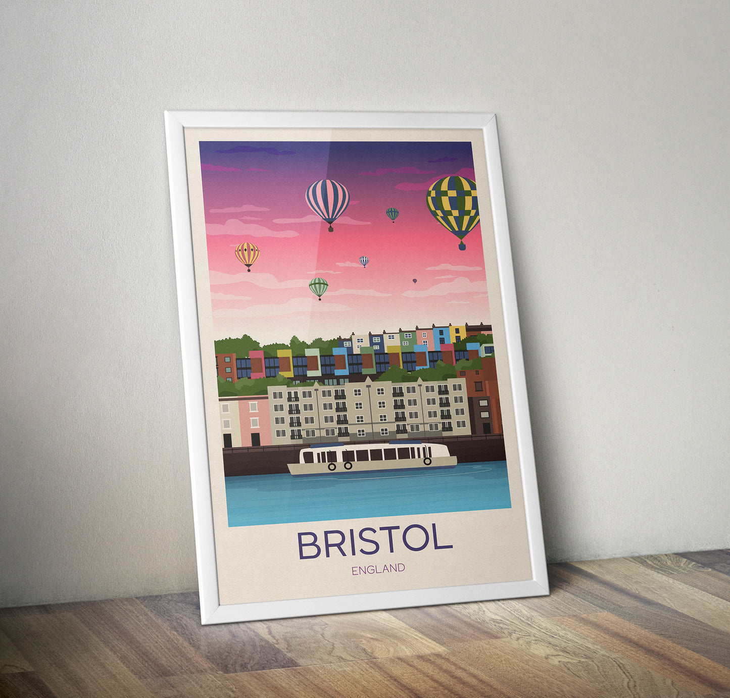 Bristol Balloon Fiesta Poster, Balloon Festival , Hotwells, Vintage retro Bristol travel poster, Hot Air Balloon Print Fiesta