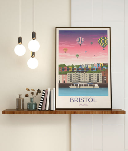 Bristol Balloon Fiesta Poster, Balloon Festival , Hotwells, Vintage retro Bristol travel poster, Hot Air Balloon Print Fiesta