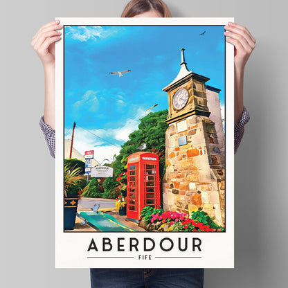 Aberdour Print - Train Station - Fife Coastal Path - Red Telephone Box - Scotland Wall Art