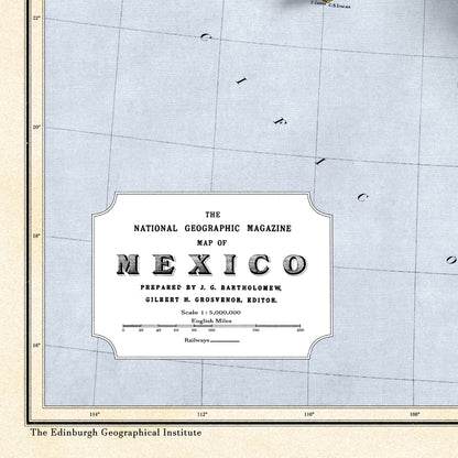 Mexico Topographic Map - 2D Giclée Print - 3D effect shaded relief Poster of Mexico - Vintage Style 1871 Elevation Map