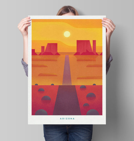 Arizona Travel Poster, retro USA print, Colourful American Wall Art Decor, Desert Illustration