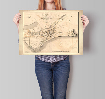 Burnt Island Vintage Map | Old Map of Burnt Island | Wall Art Print | Antique maps | Ancient Scotland | Burntisland History