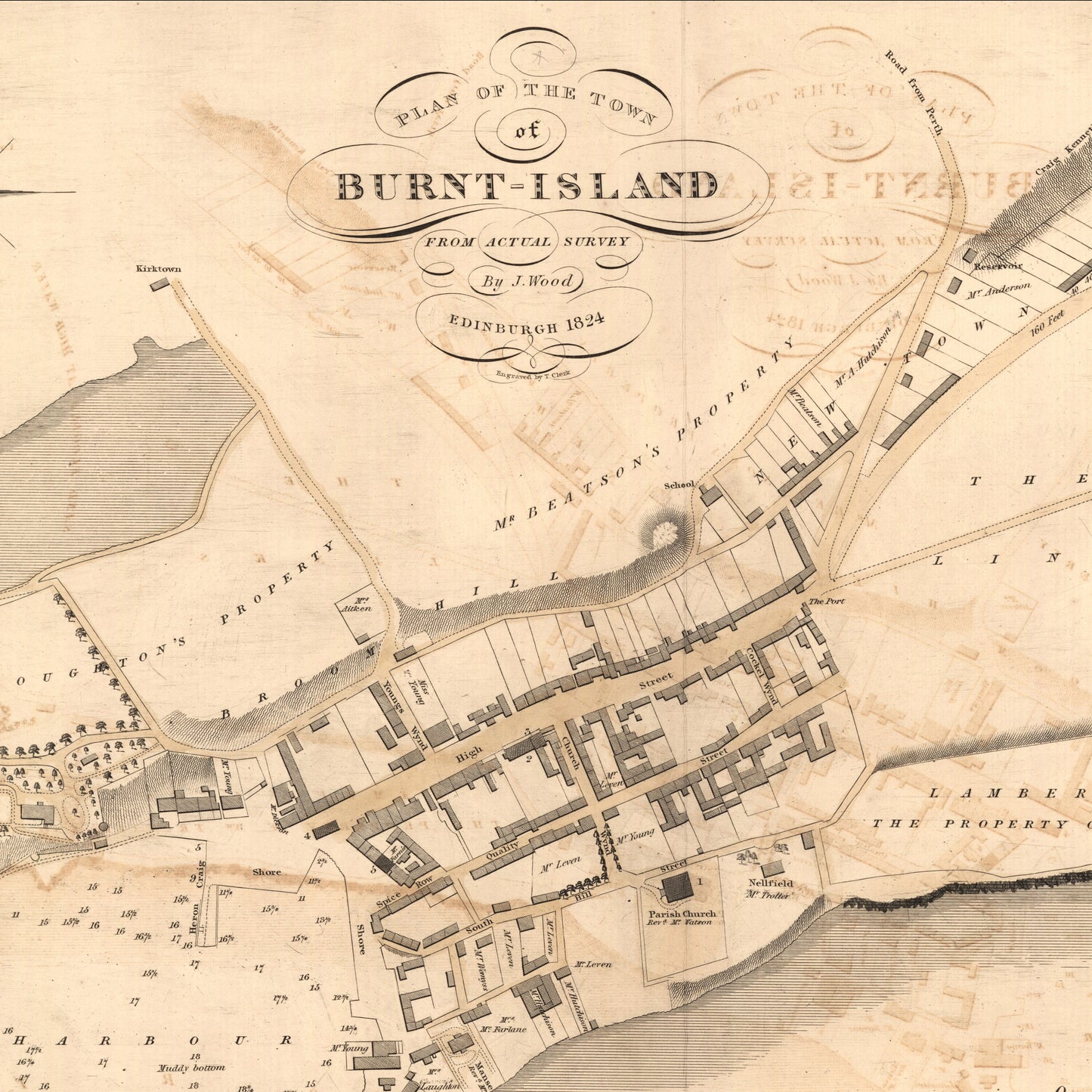 Burnt Island Vintage Map | Old Map of Burnt Island | Wall Art Print | Antique maps | Ancient Scotland | Burntisland History