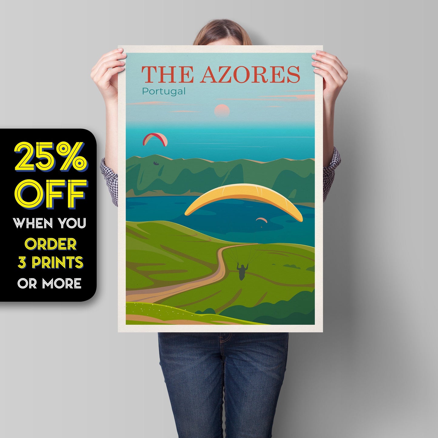 Azores Portugal Travel Poster,  Portugal Illustration , Portugal travel gift , Portugal Print