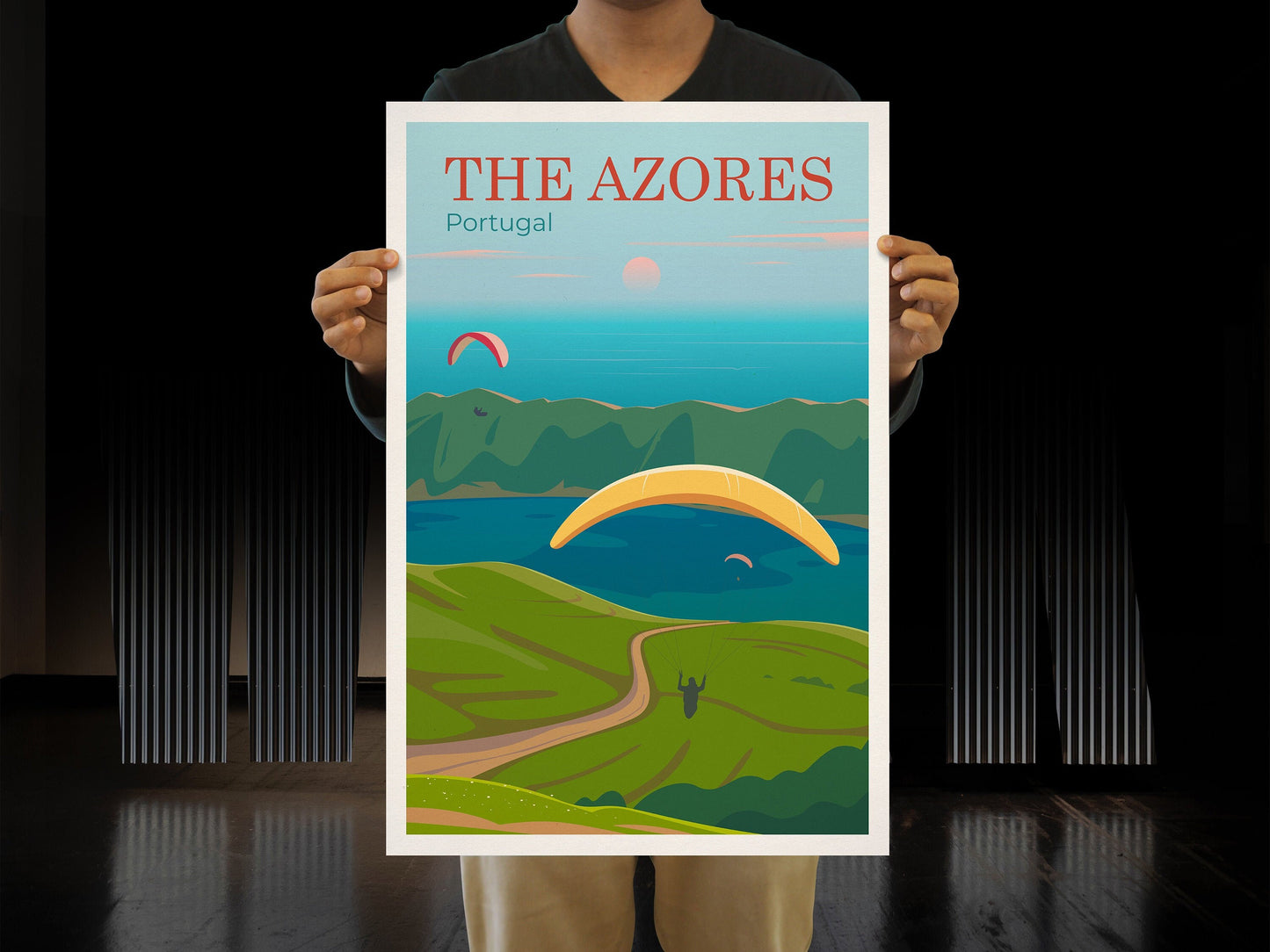 Azores Portugal Travel Poster,  Portugal Illustration , Portugal travel gift , Portugal Print