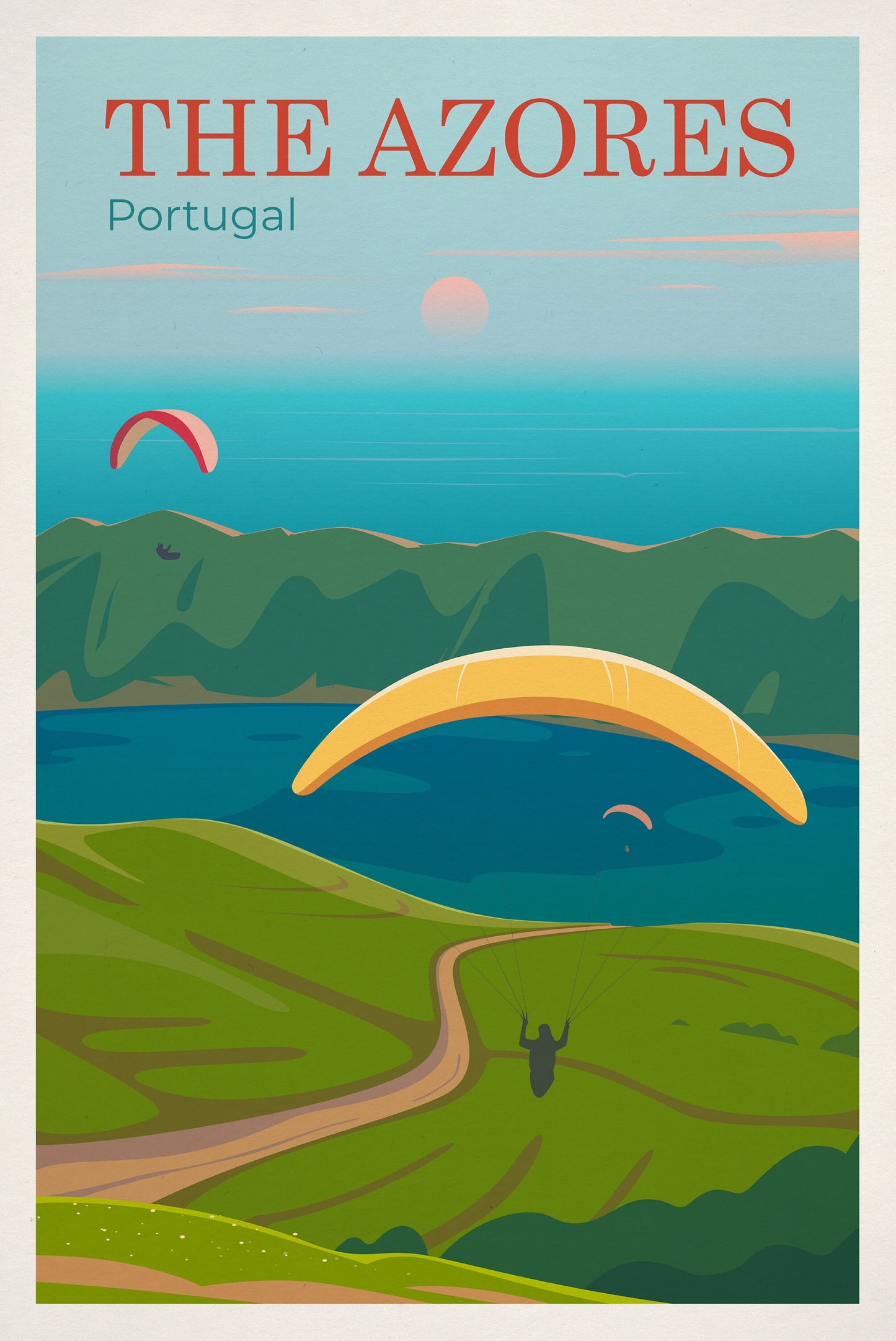 Azores Portugal Travel Poster,  Portugal Illustration , Portugal travel gift , Portugal Print