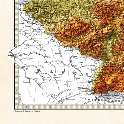 Map of Prussia and German states, Holland and Belgium - Topographic Bartholomew Map Print - 2D Giclée Print - Retro