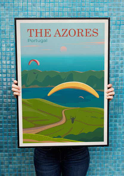 Azores Portugal Travel Poster,  Portugal Illustration , Portugal travel gift , Portugal Print