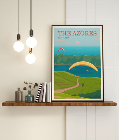 Azores Portugal Travel Poster,  Portugal Illustration , Portugal travel gift , Portugal Print