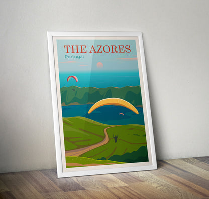 Azores Portugal Travel Poster,  Portugal Illustration , Portugal travel gift , Portugal Print