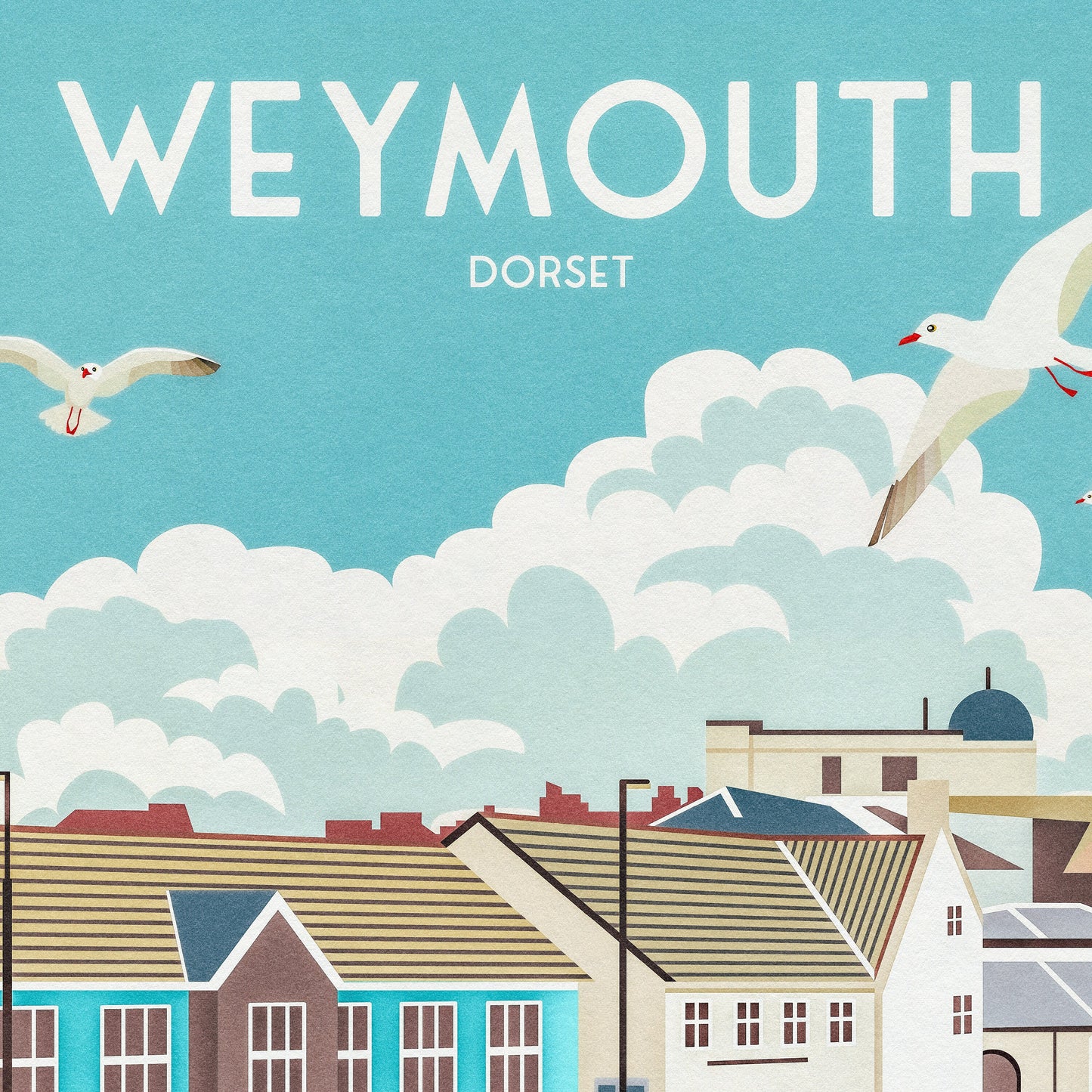 Weymouth Print - Travel Poster - Quayside, Dorset - Travel Poster - Railway Print - Harbour - Jurassic Coast - Lulworth Cove - Worbarrow Bay