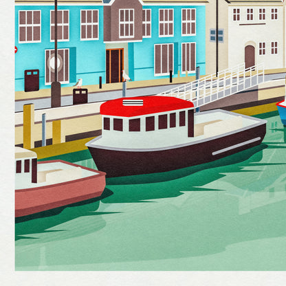 Weymouth Print - Travel Poster - Quayside, Dorset - Travel Poster - Railway Print - Harbour - Jurassic Coast - Lulworth Cove - Worbarrow Bay