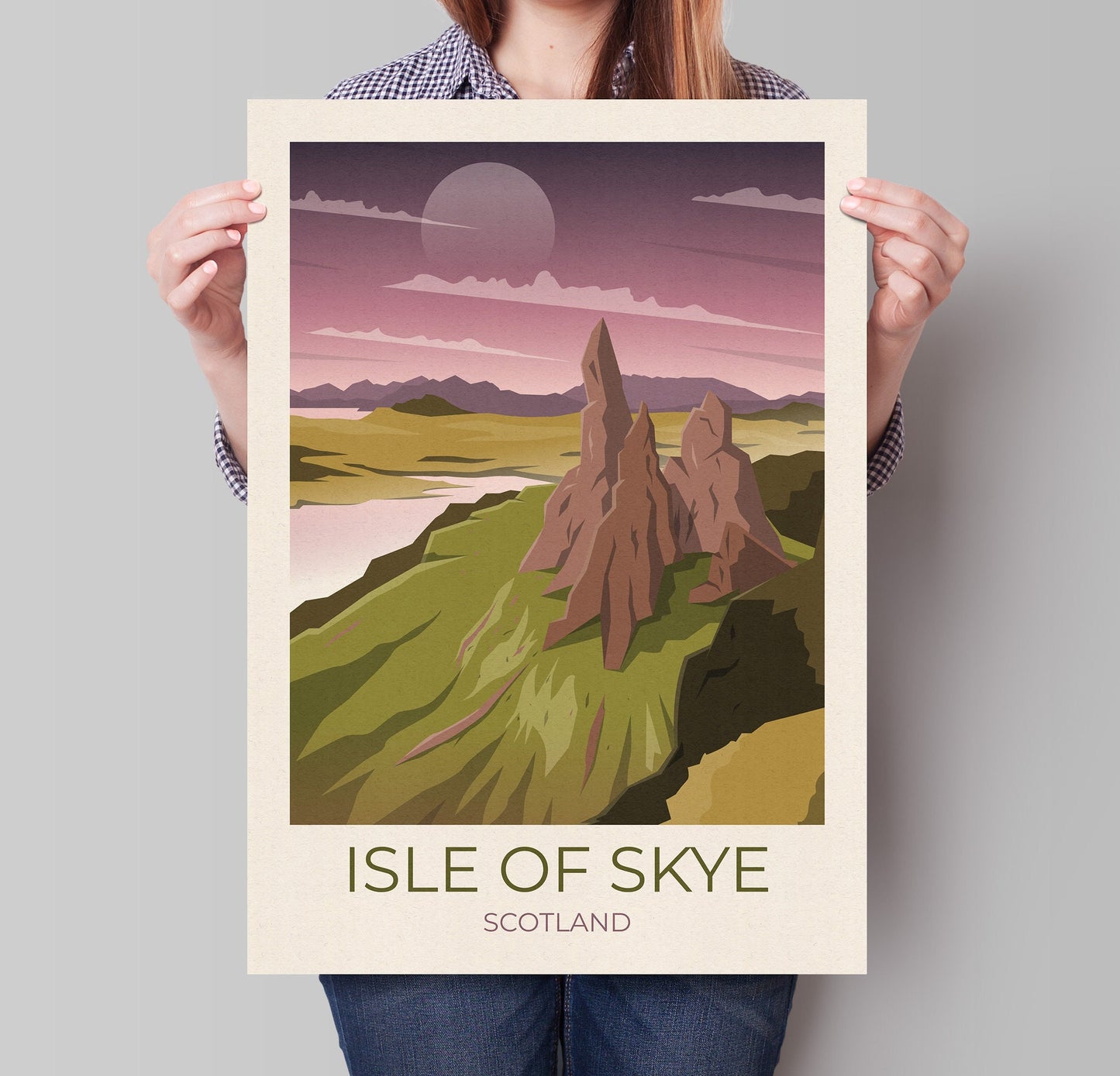 Isle of Skye Travel Poster, Old Man of Storr,  Scotland Travel Poster, Scottish Art, Scottish Gifts