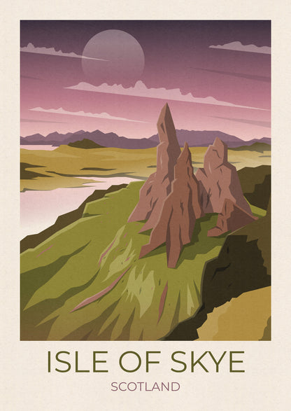 Isle of Skye Travel Poster, Old Man of Storr,  Scotland Travel Poster, Scottish Art, Scottish Gifts