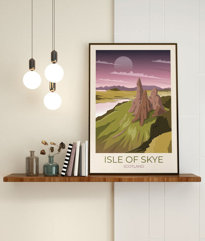 Isle of Skye Travel Poster, Old Man of Storr,  Scotland Travel Poster, Scottish Art, Scottish Gifts