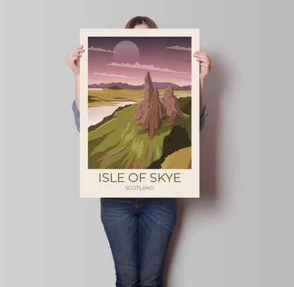 Isle of Skye Travel Poster, Old Man of Storr,  Scotland Travel Poster, Scottish Art, Scottish Gifts