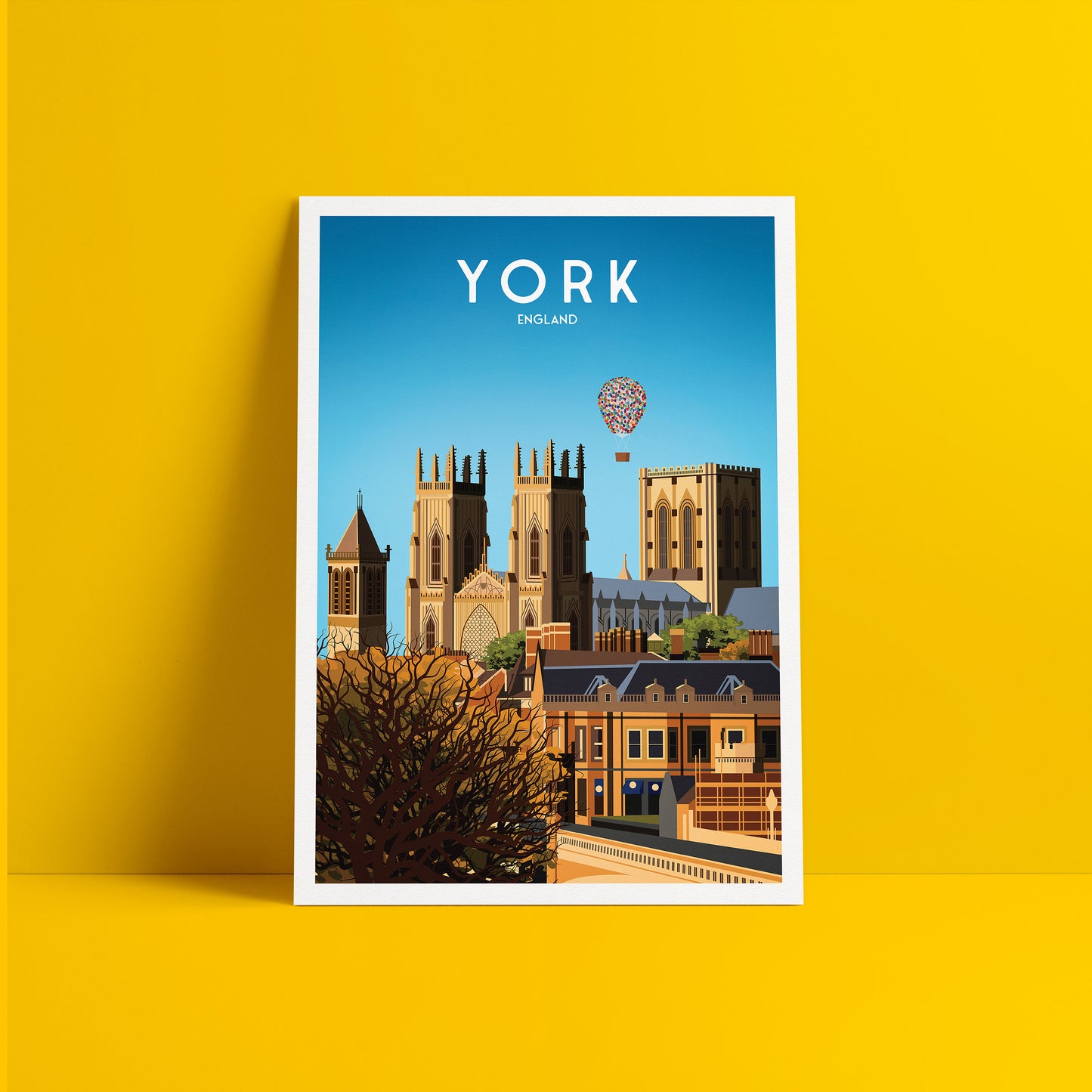 York Travel Poster | Hot Air Balloon Fiesta | York Minster | Wall Art | Home Decor Artwork | Wedding gift | Birthday Present